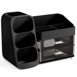 Makeup Organizer With Brush Holder For Vanity, Large Plastic Bathroom💕